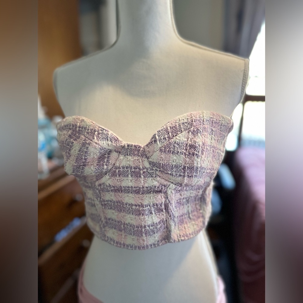 Zara tweed corset top nwt size L
